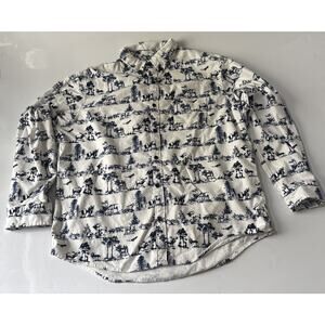 Lands' End Oeko Tex Flannel Shirt All Over Hunting Print Deer Bears Outdoors XL